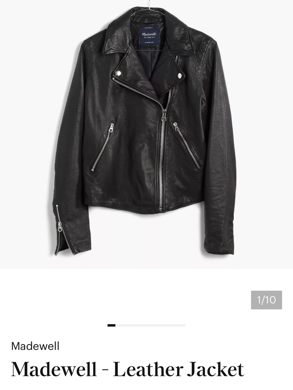 NEW Madewell Black Leather Moto Jacket